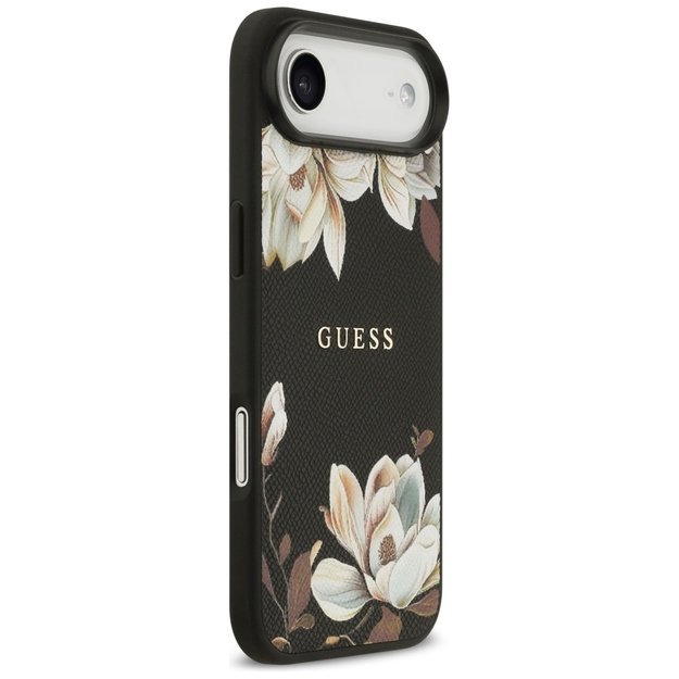 Guess Grained Flowers Classic Logo MagSafe case for iPhone Air - black 3