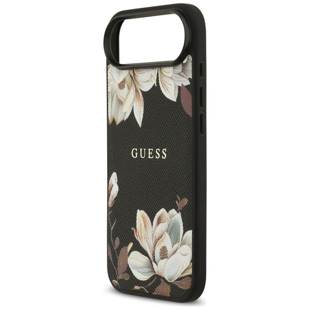 Guess Grained Flowers Classic Logo MagSafe case for iPhone Air - black 5