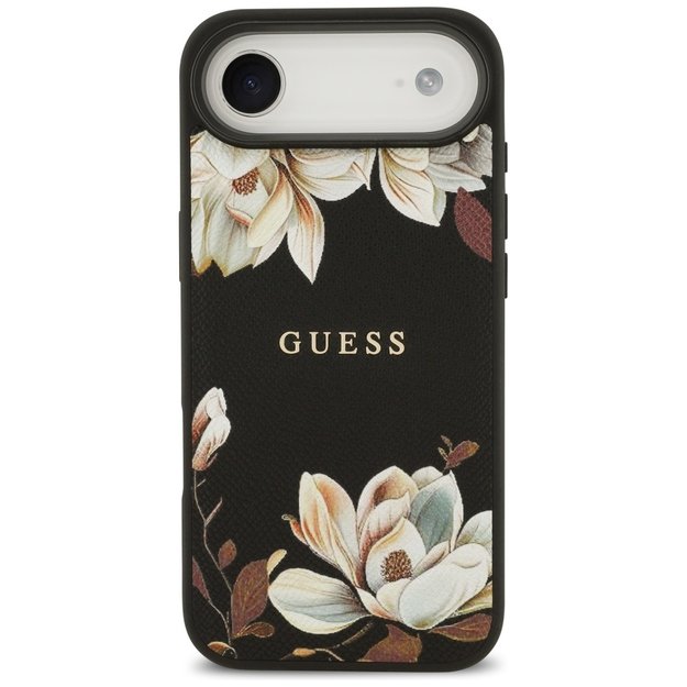 Guess Grained Flowers Classic Logo MagSafe case for iPhone Air - black 2