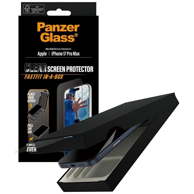 PanzerGlass Ultra-Wide Fit Fastfit Tempered Glass for iPhone 17 Pro Max 3
