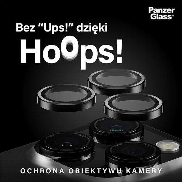 PanzerGlass Hoops Camera Protection for iPhone 15 Pro / 15 Pro Max - with Black Frame 2