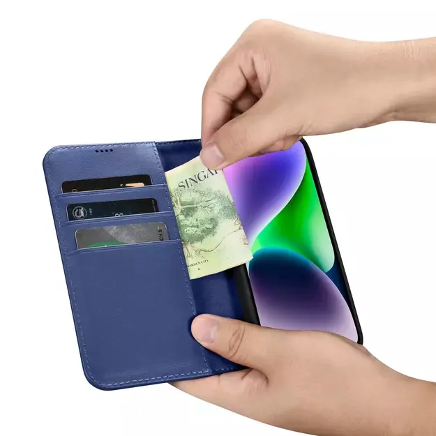 iCarer Wallet Case 2in1 Cover iPhone 14 Plus Anti-RFID Leather Flip Case Blue (WMI14220727-BU) 17