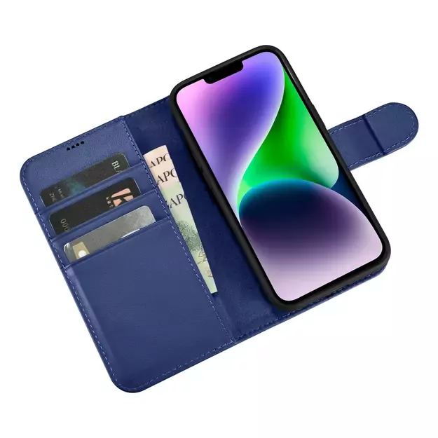 iCarer Wallet Case 2in1 Cover iPhone 14 Plus Anti-RFID Leather Flip Case Blue (WMI14220727-BU) 14