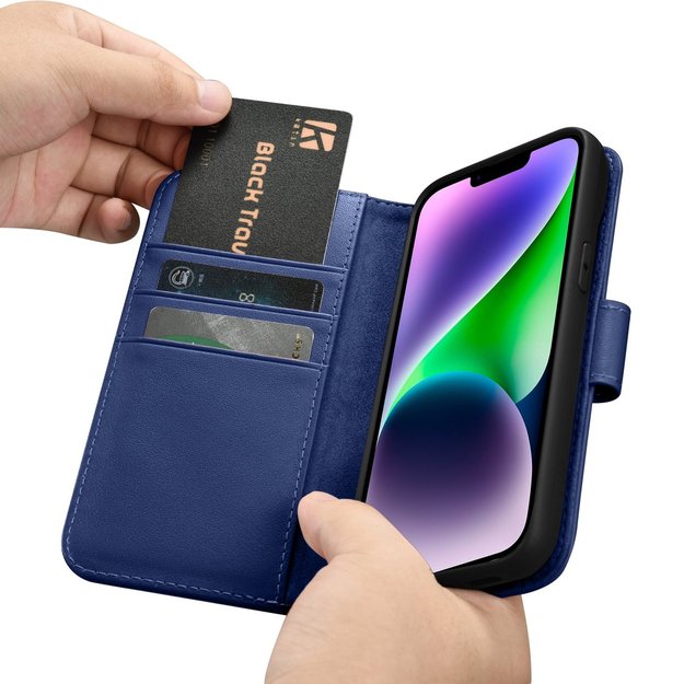 iCarer Wallet Case 2in1 Cover iPhone 14 Plus Anti-RFID Leather Flip Case Blue (WMI14220727-BU) 21