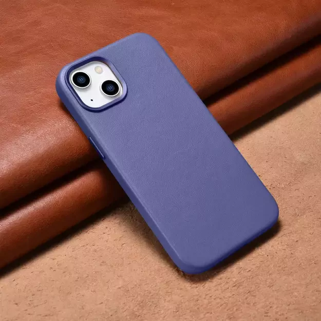 iCarer Case Leather Cover Genuine Leather iPhone 14 Plus Light Purple (MagSafe Compatible) 5