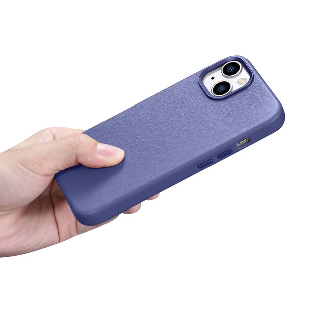 iCarer Case Leather Cover Genuine Leather iPhone 14 Plus Light Purple (MagSafe Compatible) 25