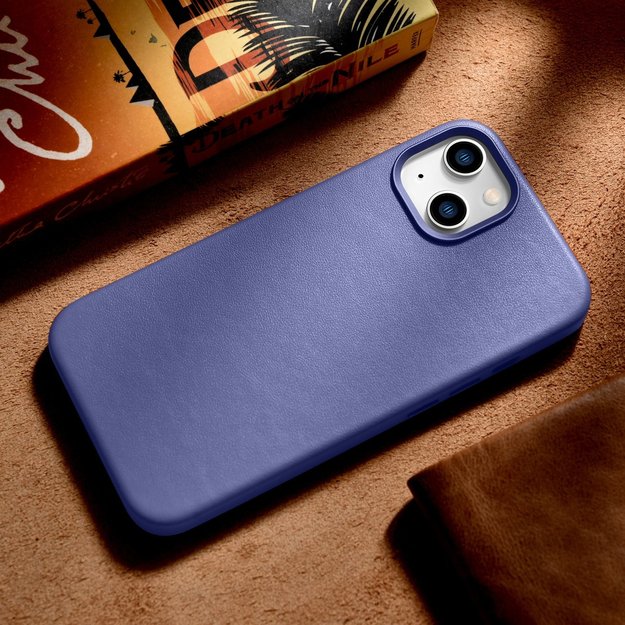 iCarer Case Leather Cover Genuine Leather iPhone 14 Plus Light Purple (MagSafe Compatible) 21