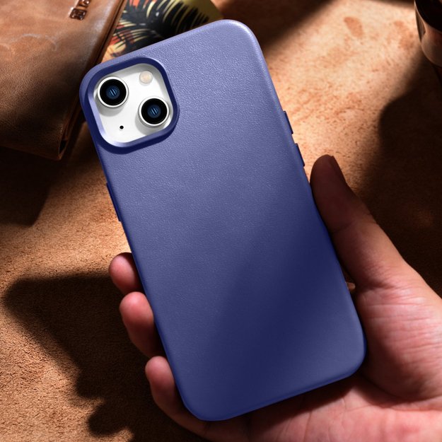 iCarer Case Leather Cover Genuine Leather iPhone 14 Plus Light Purple (MagSafe Compatible) 22