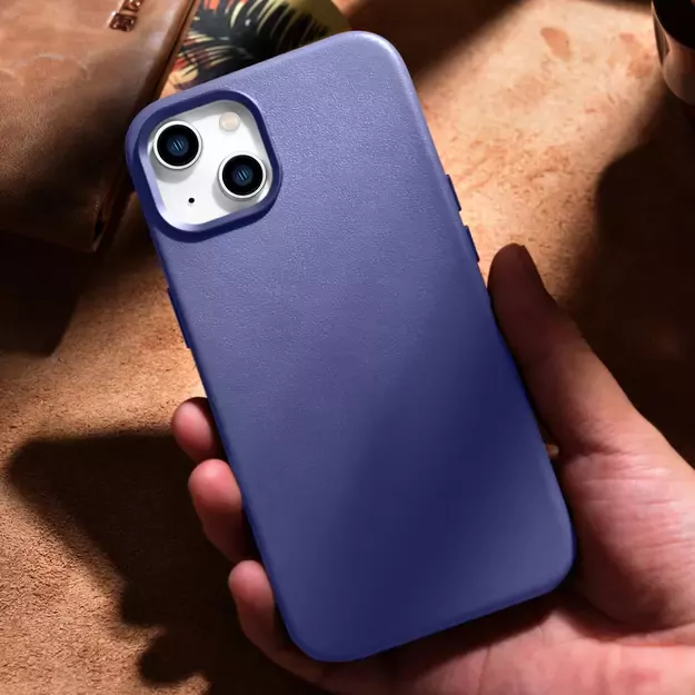 iCarer Case Leather Cover Genuine Leather iPhone 14 Plus Light Purple (MagSafe Compatible) 9