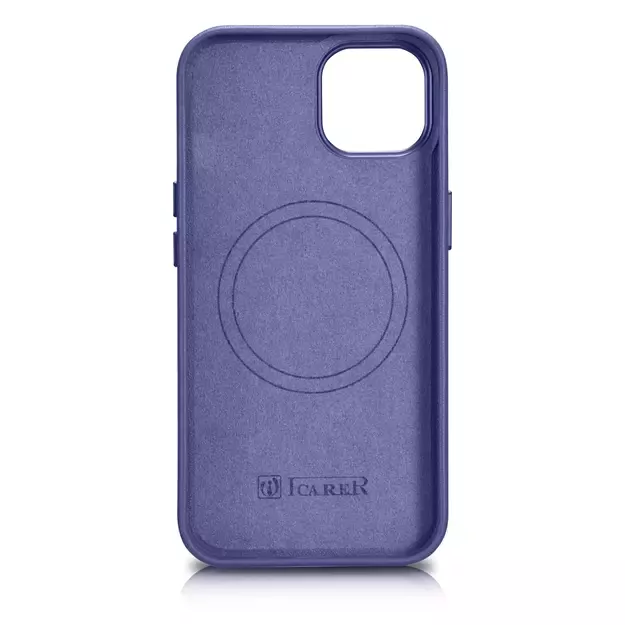 iCarer Case Leather Cover Genuine Leather iPhone 14 Plus Light Purple (MagSafe Compatible) 37