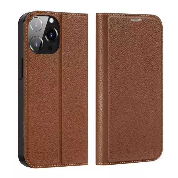 Dux Ducis Skin X2 case for iPhone 14 Pro Max case with magnetic flap brown 14