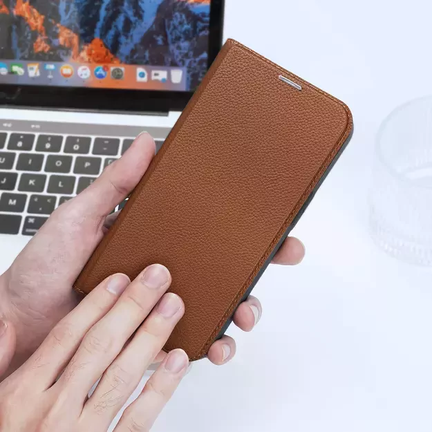 Dux Ducis Skin X2 case for iPhone 14 Pro Max case with magnetic flap brown 21