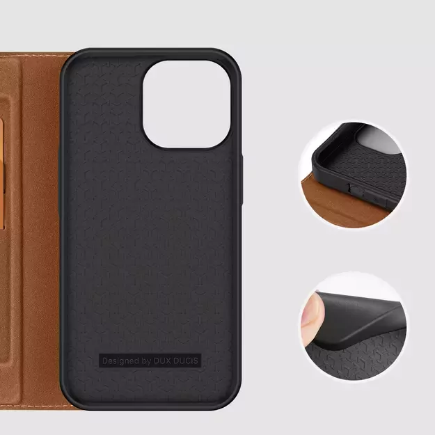 Dux Ducis Skin X2 case for iPhone 14 Pro Max case with magnetic flap brown 23