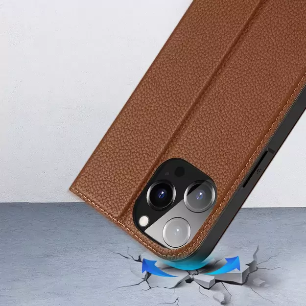 Dux Ducis Skin X2 case for iPhone 14 Pro Max case with magnetic flap brown 25