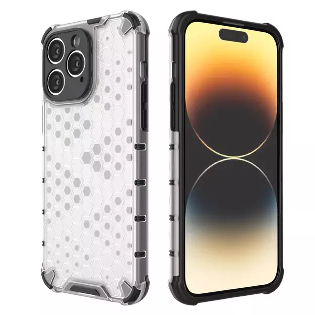 Honeycomb case for iPhone 14 Pro armored hybrid cover black 15