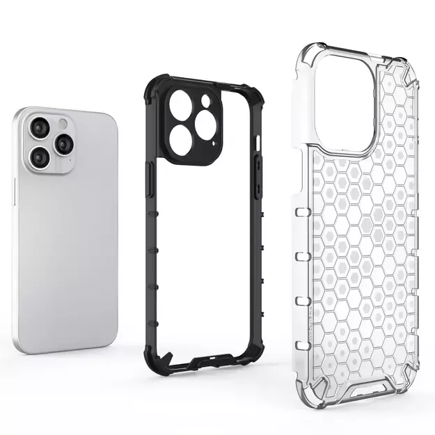 Honeycomb case for iPhone 14 Pro armored hybrid cover black 2