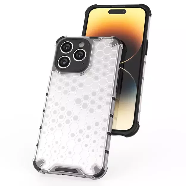 Honeycomb case for iPhone 14 Pro armored hybrid cover black 3