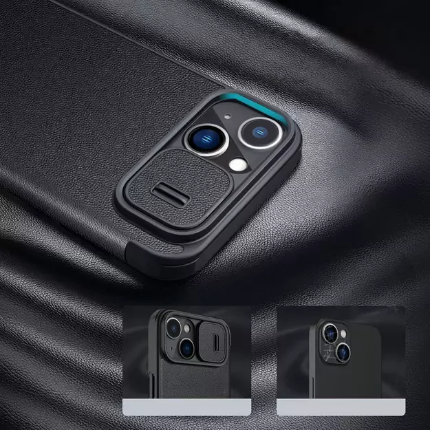 Nillkin Qin Leather Pro Case iPhone 14 Plus Camera Cover Holster Cover Flip Case Black 17