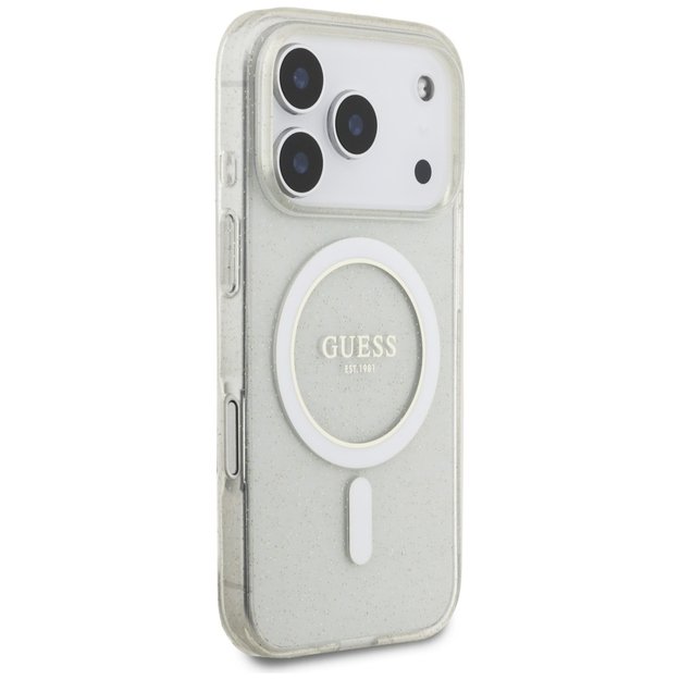 Guess IML Glitter Pearl Strap MagSafe Case for iPhone 17 Pro - Transparent 3