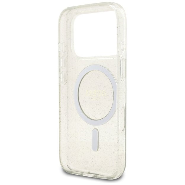 Guess IML Glitter Pearl Strap MagSafe Case for iPhone 17 Pro - Transparent 6