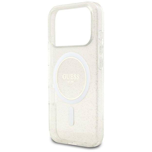 Guess IML Glitter Pearl Strap MagSafe Case for iPhone 17 Pro - Transparent 5