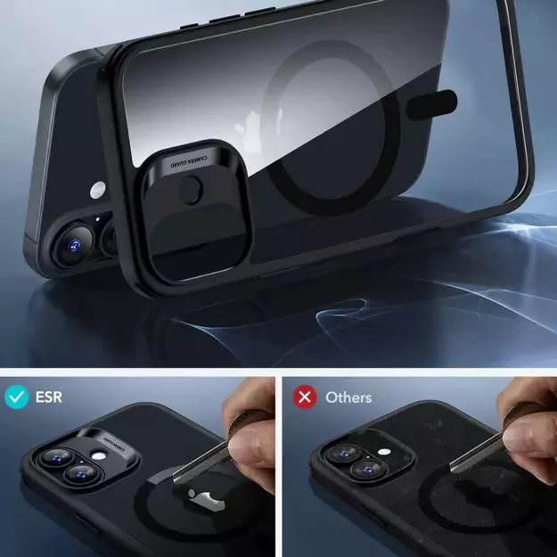 ESR Classic Hybrid Halolock MagSafe Case Set + Tempered Glass for iPhone 16 - Clear with Black Frame 9