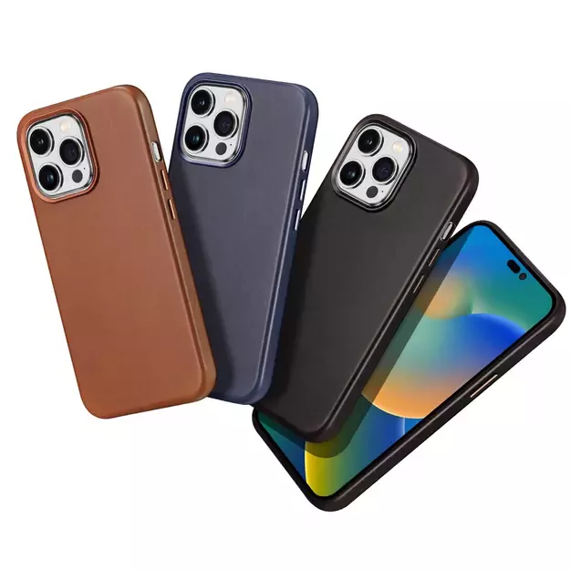 Dux Ducis Naples case iPhone 14 Pro Max magnetic leather MagSafe cover brown 12