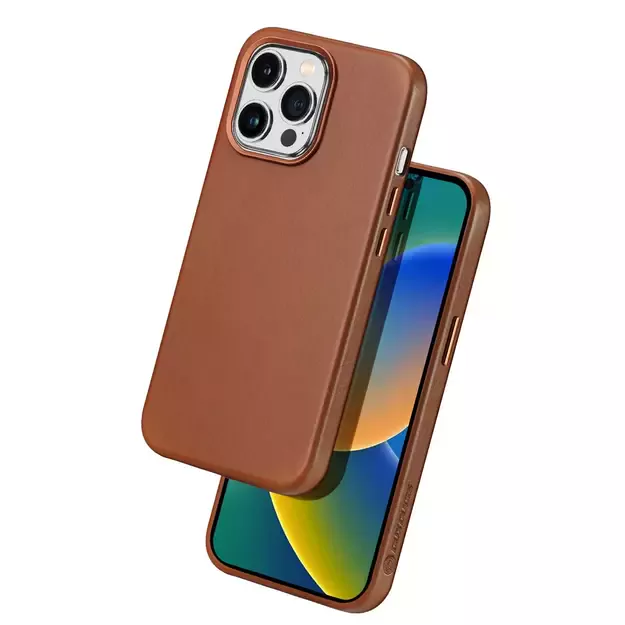 Dux Ducis Naples case iPhone 14 Pro Max magnetic leather MagSafe cover brown 11