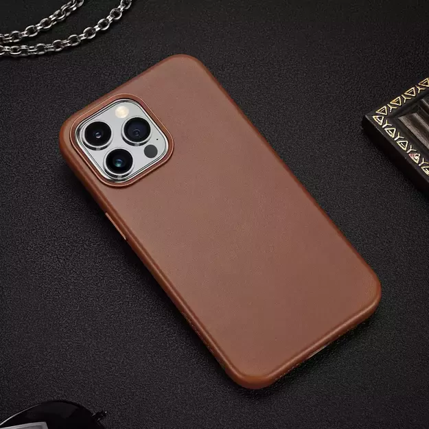 Dux Ducis Naples case iPhone 14 Pro Max magnetic leather MagSafe cover brown 19