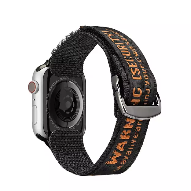 Dux Ducis Strap (Outdoor Version) Apple Watch Ultra Strap, SE, 9, 8, 7, 6, 5, 4, 3, 2, 1 (49, 45, 44, 42 mm) Nylon Band Bracelet Black and Orange 1