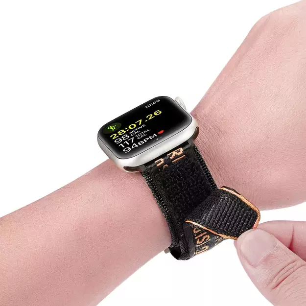 Dux Ducis Strap (Outdoor Version) Apple Watch Ultra Strap, SE, 9, 8, 7, 6, 5, 4, 3, 2, 1 (49, 45, 44, 42 mm) Nylon Band Bracelet Black and Orange 7