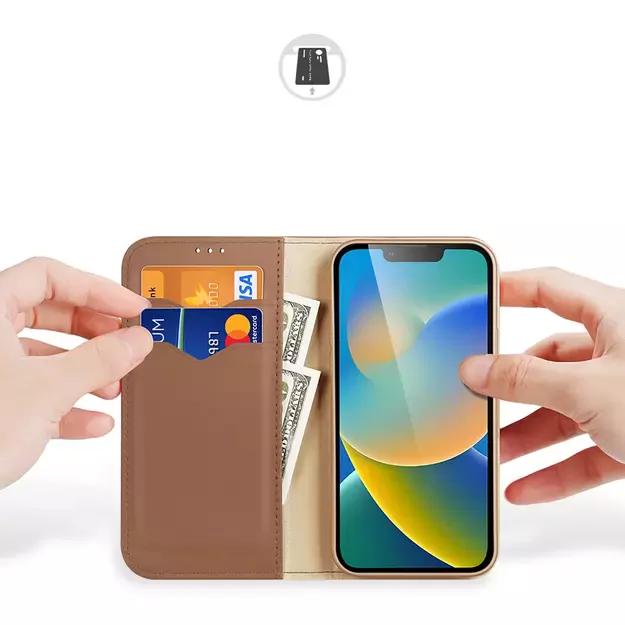 Dux Ducis Hivo Leather Flip Cover Genuine Leather Wallet for Cards and Documents iPhone 14 Brown 2