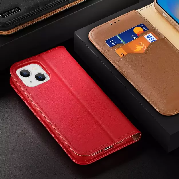 Dux Ducis Hivo Leather Flip Cover Genuine Leather Wallet for Cards and Documents iPhone 14 Brown 9