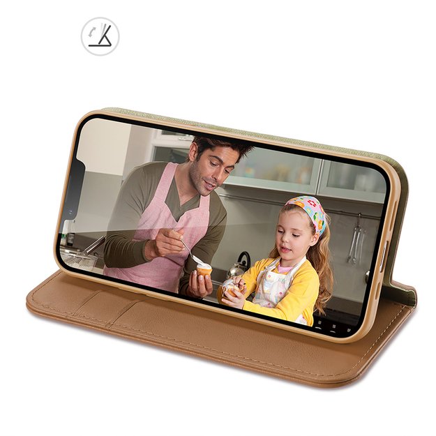Dux Ducis Hivo Leather Flip Cover Genuine Leather Wallet for Cards and Documents iPhone 14 Brown 31