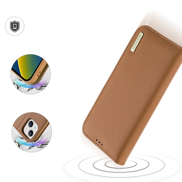 Dux Ducis Hivo Leather Flip Cover Genuine Leather Wallet for Cards and Documents iPhone 14 Brown 28