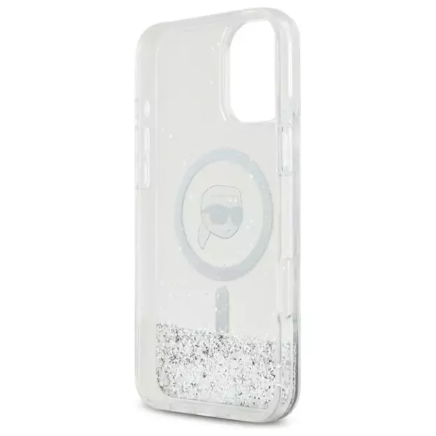 Karl Lagerfeld Liquid Glitter Karl Head Magsafe Case for iPhone 16 Plus - Clear 6