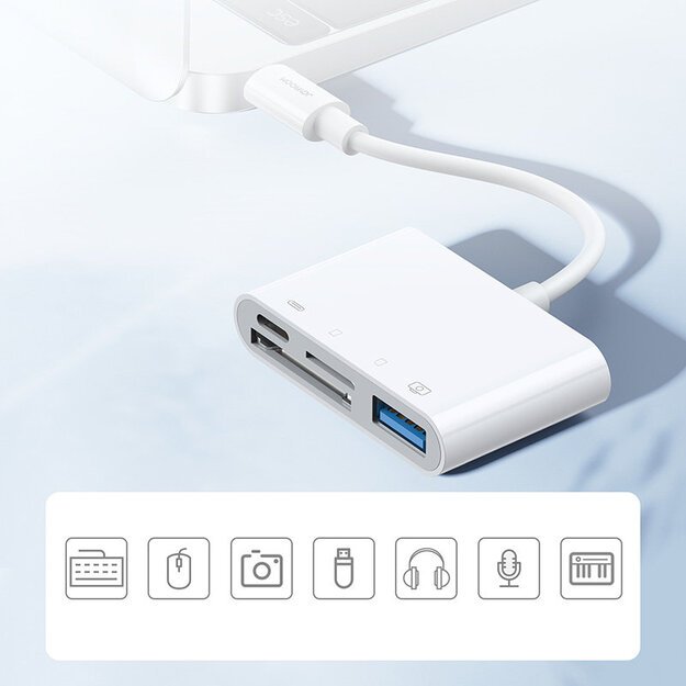 Joyroom S-H142 Lightning OTG HUB - USB-A 3.2 / Lightning / SD, TF card reader - white 2