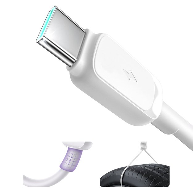 Joyroom Multi-Color Series A14 USB-A / USB-C 3A Cable 1.2m - White 1