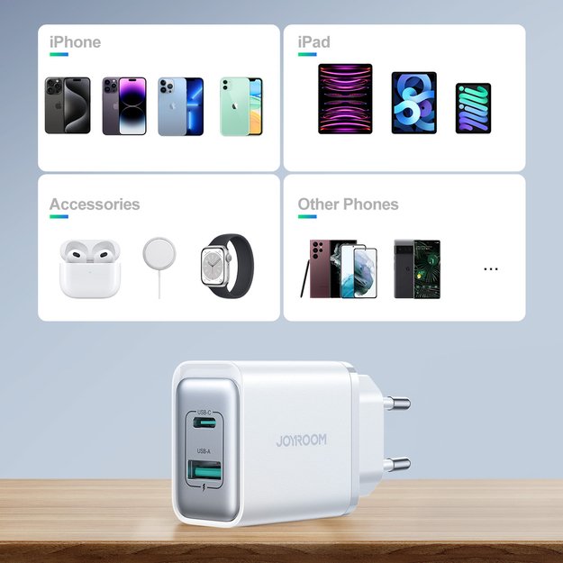 Joyroom JR-TCF15 network charger USB-C / USB-A 30W - white 8