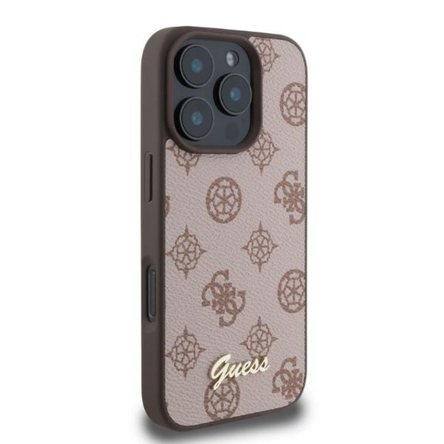 Guess Peony Script MagSafe iPhone 16 Pro Case - Brown 1