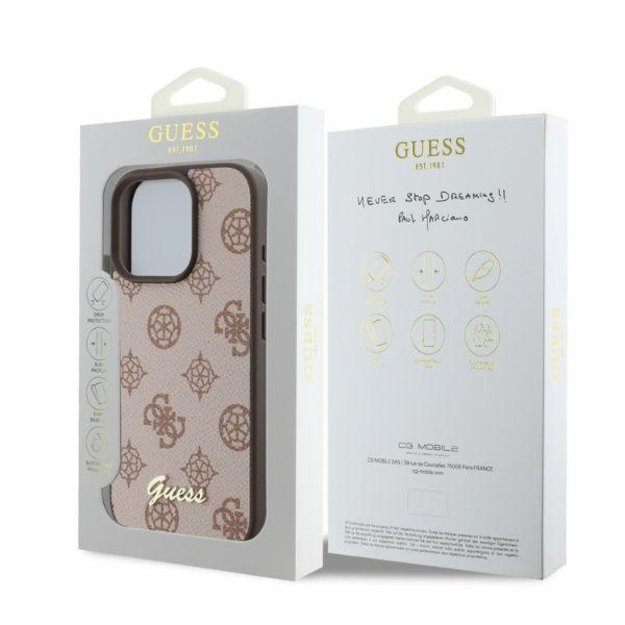 Guess Peony Script MagSafe iPhone 16 Pro Case - Brown 3