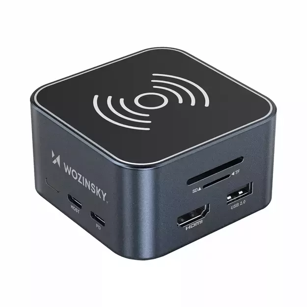 Hub USB-C 12 in 1 Wozinsky WHBC09Y8S multifunctional, with wireless charging function, aluminum, with 15 cm cable - gray 1
