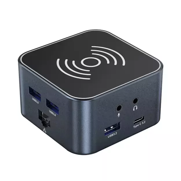 Hub USB-C 12 in 1 Wozinsky WHBC09Y8S multifunctional, with wireless charging function, aluminum, with 15 cm cable - gray 3