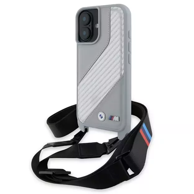 BMW M Edition Carbon Stripe &amp  Strap iPhone 16 Case - Gray