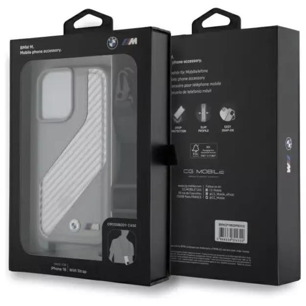 BMW M Edition Carbon Stripe &amp  Strap iPhone 16 Case - Gray 12