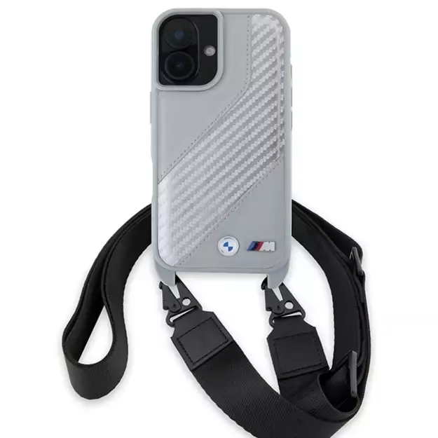 BMW M Edition Carbon Stripe &amp  Strap iPhone 16 Case - Gray 7