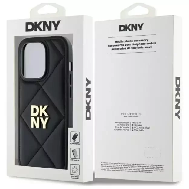 DKNY Quilted Stack Logo iPhone 14 Pro Max Case - Black 14