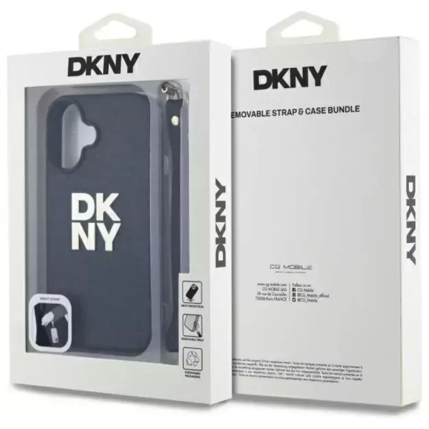 DKNY Wrist Strap Stock Logo iPhone 16 Case - Black 12