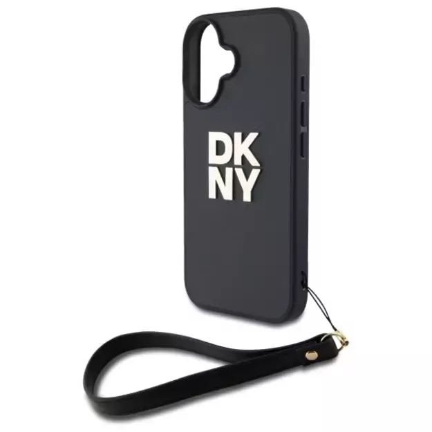 DKNY Wrist Strap Stock Logo iPhone 16 Case - Black 10