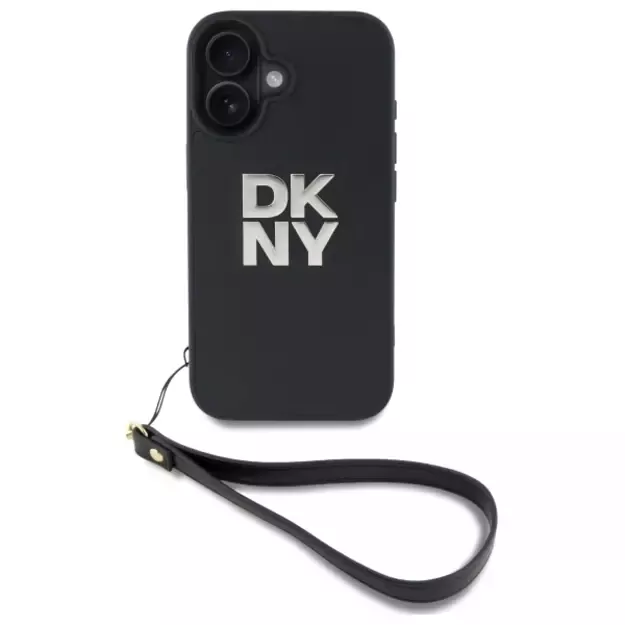 DKNY Wrist Strap Stock Logo iPhone 16 Case - Black 7